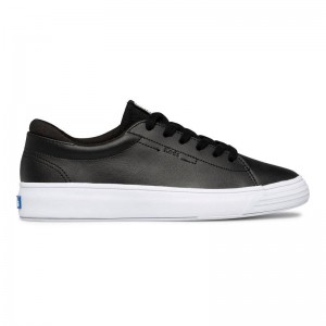 Keds Alley Deri Leather Sneakers Kadın Siyah | ESCPT-5743