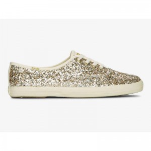 Keds Champion Glitter Celebration Lace Ups Kadın Altın | WUKDL-3507