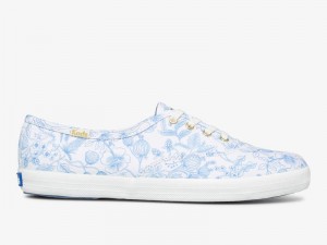 Keds Champion Rifle Paper Co Aviary Canvas Kadın White/Blue | KOLJW-8406