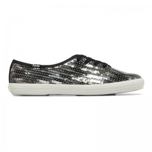 Keds Champion Sequins Cel Canvas Kadın Black/Silver | UNWRP-0856