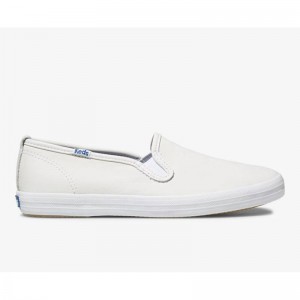 Keds Champion Slip On Leather Sneakers Kadın Beyaz | BOWCS-9210