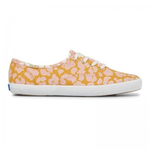 Keds Champion Spot Print Kanvas Canvas Kadın Yellow/Pink | EXJFU-8940