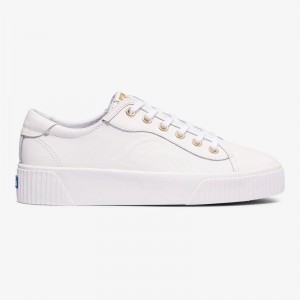 Keds Crew Kick Alto Deri Leather Sneakers Kadın Beyaz | RHSZX-7318