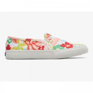 Keds Double Decker Tropical Print Makosen Ayakkabı Kadın Beyaz Mercan | WQLJM-9083