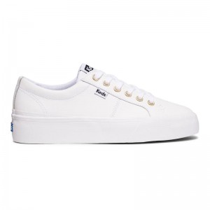 Keds Jump Kick Duo Deri Leather Sneakers Kadın Beyaz | COBUI-6835