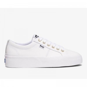 Keds Jump Kick Duo Deri Platform Sneakers Kadın Beyaz | DJXQF-6523