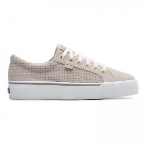 Keds Jump Kick Duo Perf Süet Leather Sneakers Kadın Gri | CWPNG-4160