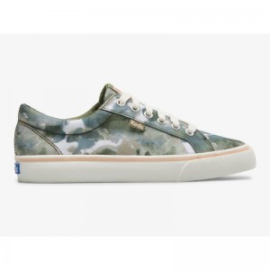 Keds Jump Kick Kanvas Abstract Floral Print Lace Ups Kadın Zeytin Yeşili | MCSJI-6384