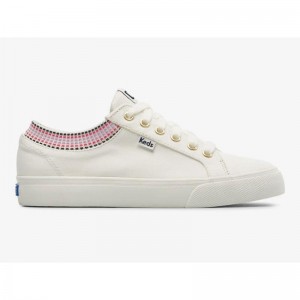 Keds Jump Kick Rib Knit Collar Squares Lace Ups Kadın Beyaz Renkli | CFUKW-7612