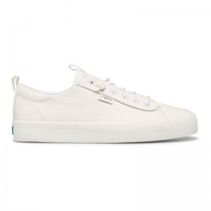 Keds Kickback Deri Leather Sneakers Kadın Beyaz | IGQSO-3016