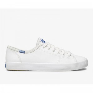 Keds Kickstart Deri Lace Ups Kadın White/Blue | GEHRK-5821