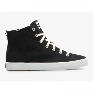 Keds Kickstart Hi Kanvas Lace Ups Kadın Siyah | TPXZR-3418