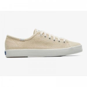 Keds Kickstart Metallic Tekstil Lace Ups Kadın Gümüş | LAXRG-6158