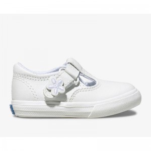 Keds Little Kid's Daphne T-Askılı Deri Sneaker Çocuk Beyaz | DGMEZ-4269