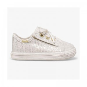 Keds Little Kid's Kickstart Crib Celebrations Sneaker Çocuk Ivory Sparkle Lightyellow | ZEMHS-6297