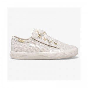 Keds Little Kid's Kickstart Jr Celebrations Sneaker Çocuk Ivory Sparkle Lightyellow | XIGFS-0129