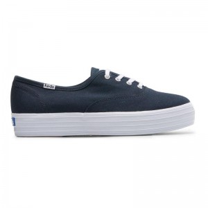 Keds The Platform Kanvas Canvas Kadın Lacivert | RAKYB-7395