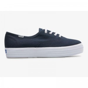 Keds The Platform Kanvas Lace Ups Kadın Lacivert | TYZOU-3706