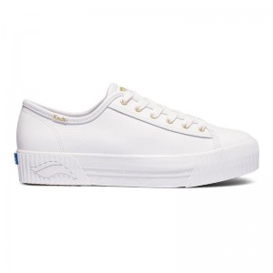 Keds Triple Kick AMP Deri Leather Sneakers Kadın Beyaz | EGJFD-4536