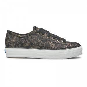 Keds Triple Kick Rifle Paper Co. Colette Jacquard Canvas Kadın Siyah | MFBNR-6109