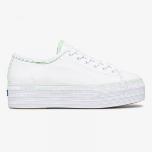 Keds Triple Up Kanvas Hits Canvas Kadın White/Mint | NBYXK-6814