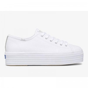 Keds Triple Up Kanvas Lace Ups Kadın Beyaz | JOKIS-5264