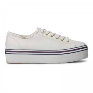 Keds Triple Up Varsity Kanvas Canvas Kadın White/Blue | SAPBU-5310