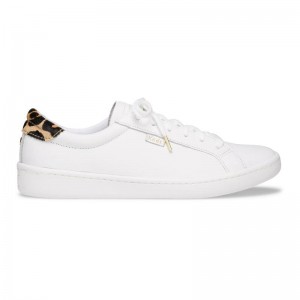 Keds x Kate Spade Ace Deri Leather Sneakers Kadın White/Leopard | EDXUY-2093