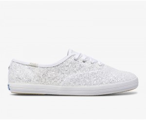 Keds x kate spade new york Champion Glitter Canvas Kadın Beyaz | CIUGB-1295