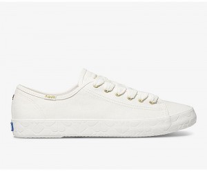 Keds x kate spade new york Kickstart Logo Foxing Canvas Kadın Beyaz | WXLYO-4253