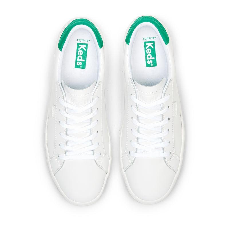 Keds Ace Deri/Green Leather Sneakers Kadın White/Green | TWNQY-3148