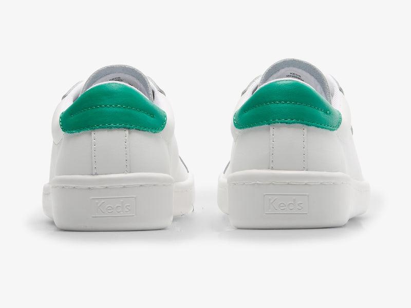 Keds Ace Deri/Green Leather Sneakers Kadın White/Green | TWNQY-3148