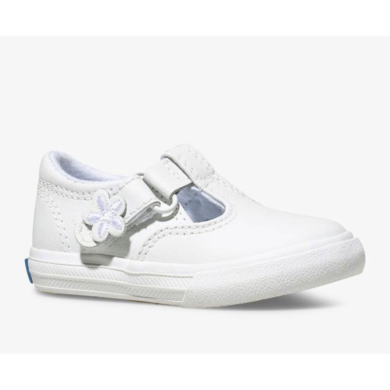 Keds Big Kid's Daphne T-Askılı Deri Sneaker Çocuk Beyaz | OHZUD-7186