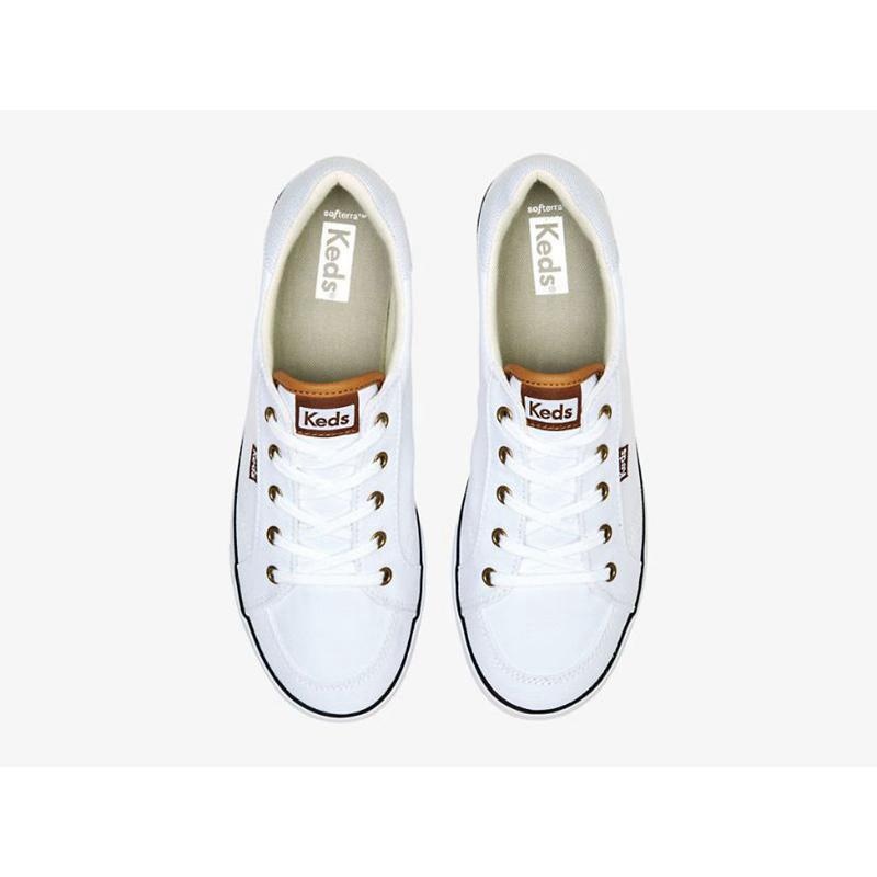 Keds Center III Kanvas Lace Ups Kadın Beyaz Lacivert | AQFGP-1689