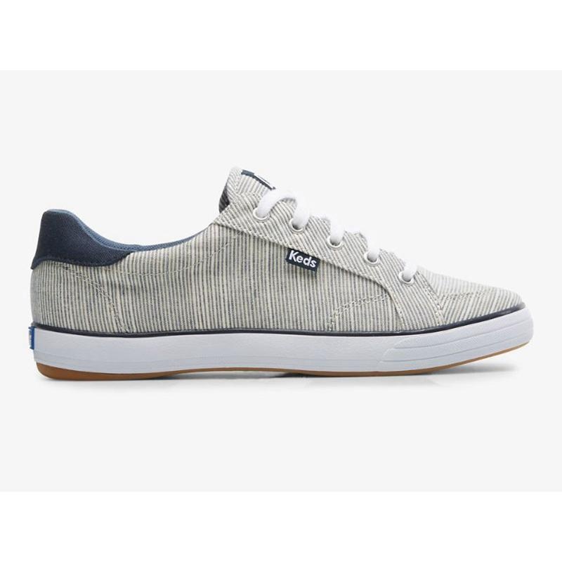 Keds Center III Slub Stripe Lace Ups Kadın Lacivert | LGIPD-8416