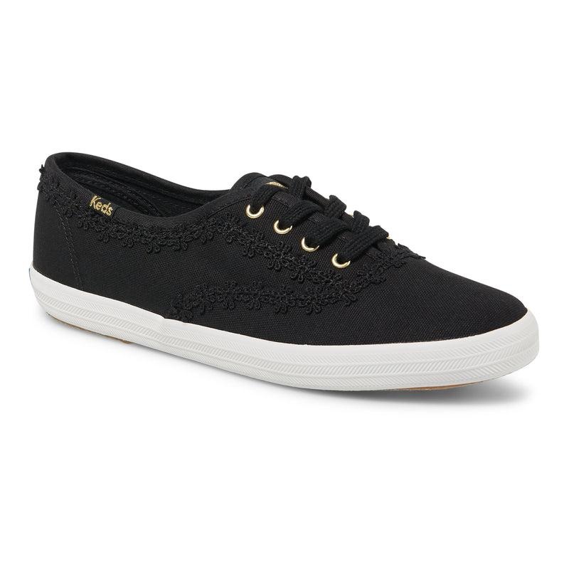 Keds Champion Crochet Trim Kanvas Canvas Kadın Siyah | MUKZT-8976