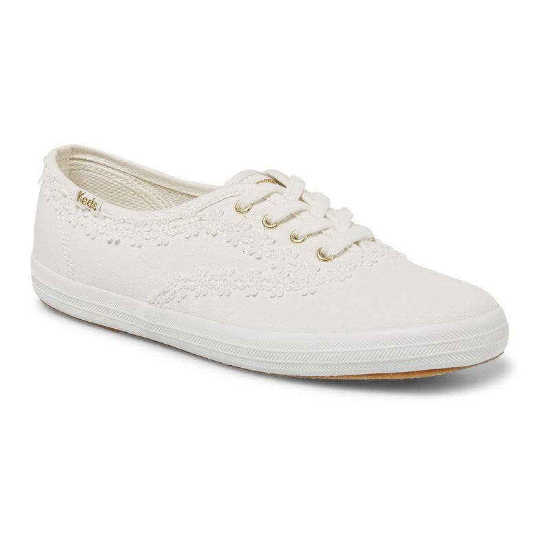 Keds Champion Crochet Trim Kanvas Canvas Kadın Beyaz | JNGZF-6248