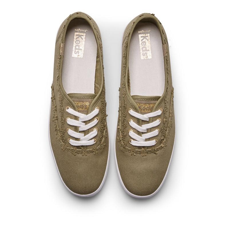 Keds Champion Crochet Trim Kanvas Canvas Kadın Yeşil | ZJIED-8659