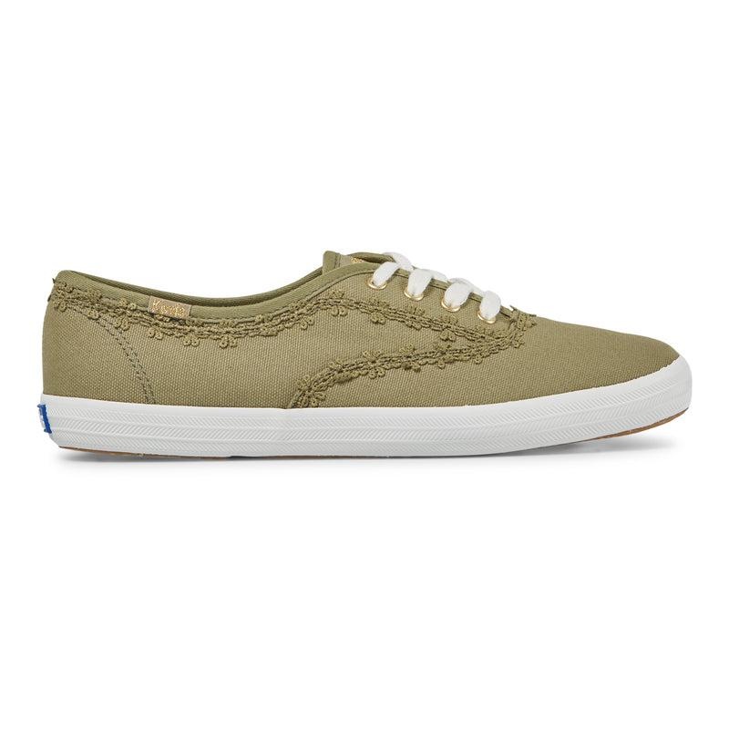 Keds Champion Crochet Trim Kanvas Canvas Kadın Yeşil | ZJIED-8659