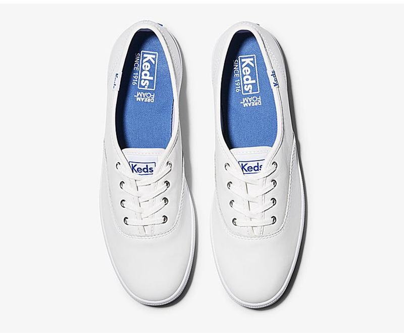 Keds Champion Deri Geniş Fit Leather Sneakers Kadın Beyaz | BRDMK-2614