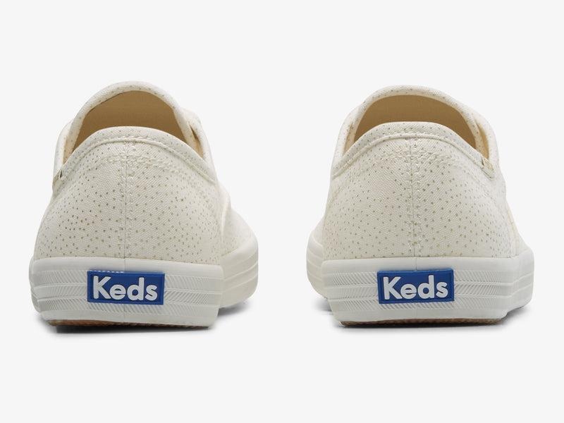 Keds Champion Dots Print Kanvas Canvas Kadın White/Gold | VQDSK-5980