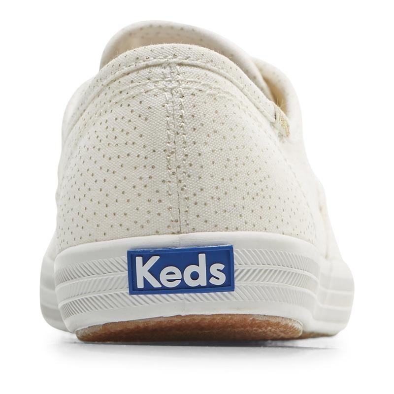 Keds Champion Dots Print Kanvas Canvas Kadın White/Gold | VQDSK-5980