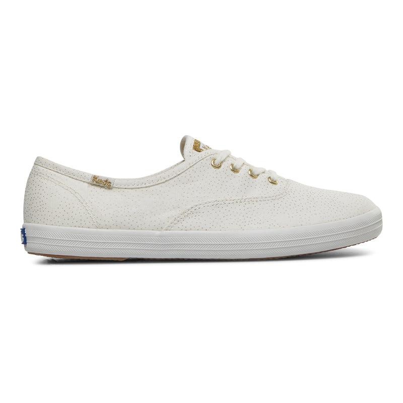 Keds Champion Dots Print Kanvas Canvas Kadın White/Gold | VQDSK-5980