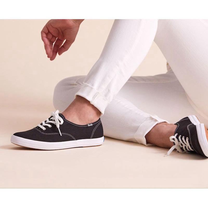 Keds Champion Feat. Organic Pamuklu Lace Ups Kadın Siyah | EUSMV-6198