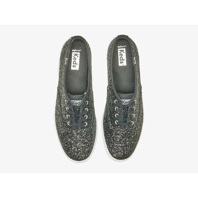 Keds Champion Glitter Celebration Lace Ups Kadın Siyah | PUTOD-6291