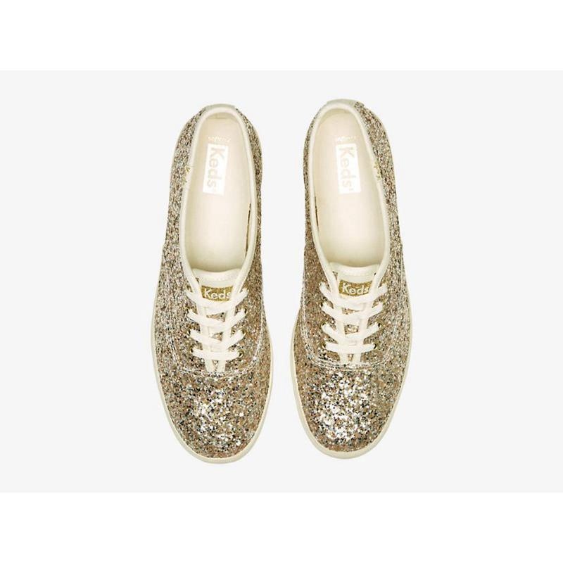 Keds Champion Glitter Celebration Lace Ups Kadın Altın | WUKDL-3507