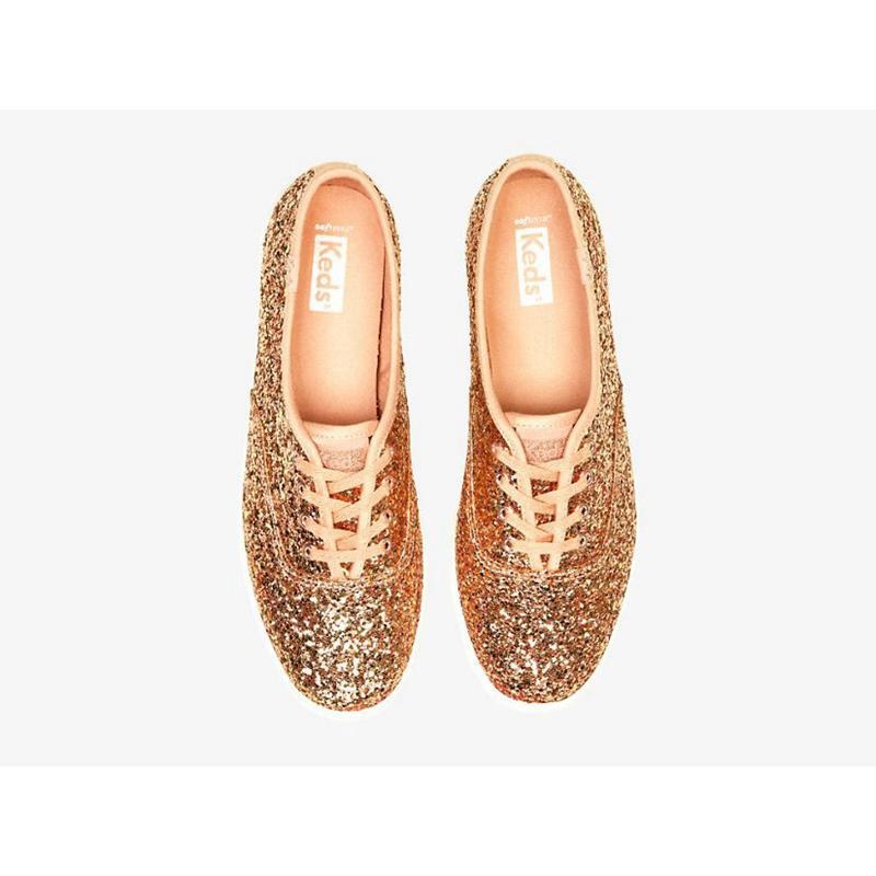 Keds Champion Glitter Celebration Lace Ups Kadın Pembe Altın | UROHD-0467