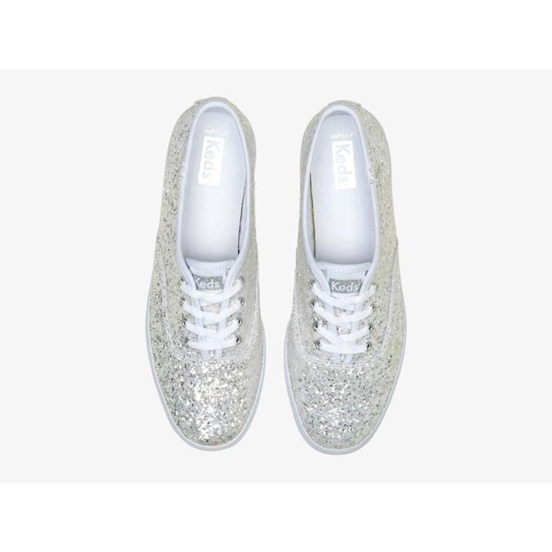 Keds Champion Glitter Celebration Lace Ups Kadın Beyaz | PGXEV-5896