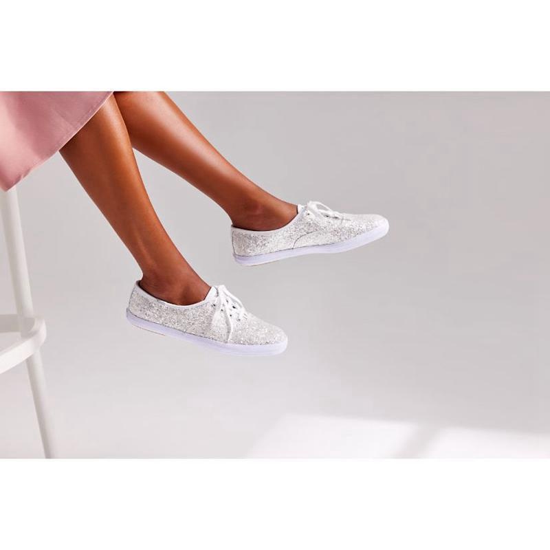 Keds Champion Glitter Celebration Lace Ups Kadın Beyaz | PGXEV-5896