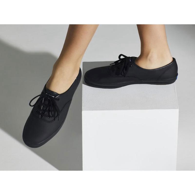 Keds Champion Orjinal Deri Lace Ups Kadın Siyah | IFMHR-6350